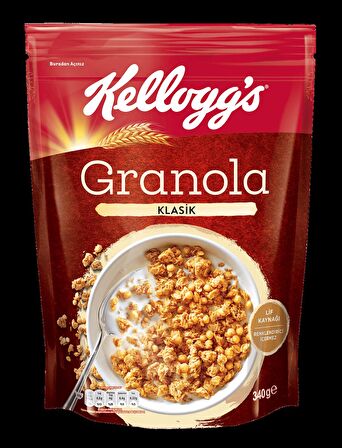 Kellogg's Granola Klasik 340 gr x 10 Adet, %56 Yulaf Içerir, Lif Kaynağı, Kahvaltılık Gevrek