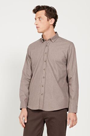 Slim Fit Dar Kesim Düğmeli Yaka Flanel Oduncu Gömlek