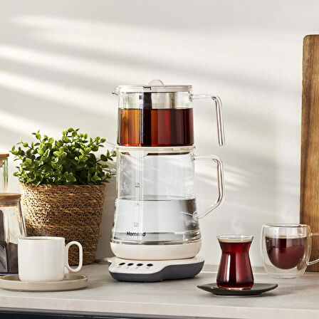 HOMEND Royaltea 1749h Konuşan Cam Çay Makinesi Beyaz
