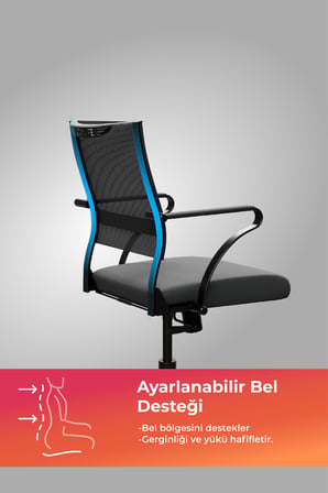 ErgoLife Sit Air 24/7 M4-280K - Yükseklik Ayarlı, Fileli, Siyah, Toplantı, Ofis, Bilgisayar Sandalyesi - 6A0.60.1.222