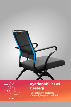 ErgoLife Sit Air 24/7 M4-280K - Fileli, Siyah, Tekerlekli,Toplantı odası, Bekleme Sandalyesi - 6A0.60.1.682