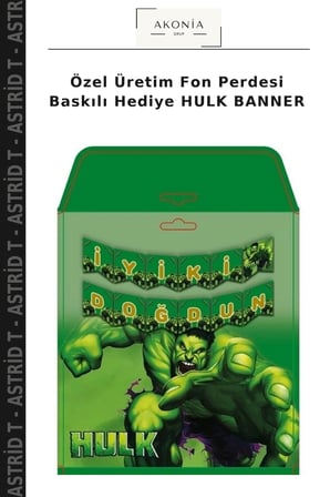 Özel Üretim Fon Perdesi Baskılı Hediye HULK BANNER