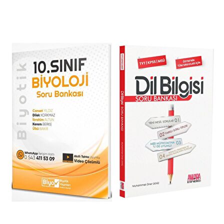 Biyotik 10.Sınıf Biyoloji ve AKM Kitap Dil Bilgisi Soru Bankası Seti 2 Kitap