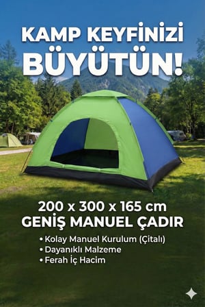 Gezi Malzemesi Macera Ekipmanı Outdoor Kolay Kurulumlu Pratik Kamp Çadırı 8 Kişilik 220x300x170