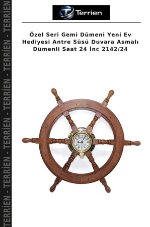 Özel Seri Gemi Dümeni Yeni Ev Hediyesi Antre Süsü Duvara Asmalı Dümenli Saat 24 İnc 2142/24