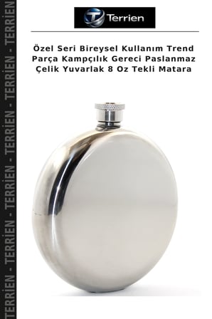 Özel Seri Bireysel Kullanım Trend Parça Kampçılık Gereci Paslanmaz Çelik Yuvarlak 8 Oz Tekli Matara