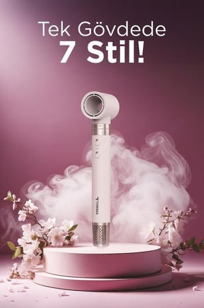 Güzellik Kompakt Set Hava Üflemeli Saç Şekillendirme ve Kurutma Seti 7in1 Airwrap THD01 Pembe