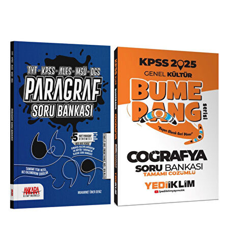 Yediiklim 2025 KPSS Bumerang Coğrafya ve AKM Paragraf Soru Bankası Seti 2 Kitap