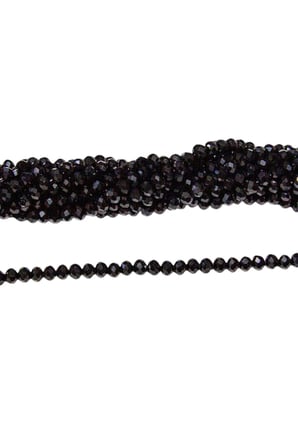6 mm Siyah Kristal Cam Boncuk 1 Dizi - (80-85 Adet)