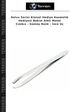 Delux Serisi Kişisel Hediye Kozmetik Hediyesi Bakım Aleti Metal Cımbız - Gümüş Renk - İnce Uç