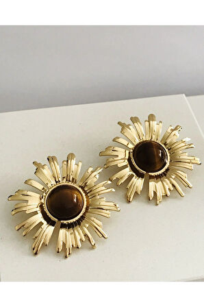 Çelik Sunflower Küpe