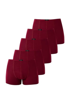 Rahat İç Giyim Örme Çamaşır Tekstil Ürün Erkek İnce Bel Lastikli Bambu Boxer Bordo 5'li Paket