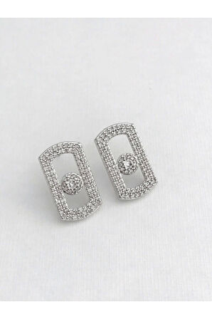 Çelik Zirkon Taşlı Küpe