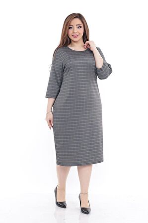 Büyük Beden Cepli Kışlık Esnek Elbise 6E-2247