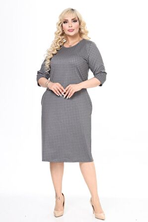 Çift Cepli Kışlık Büyük Beden Elbise 6E-2477