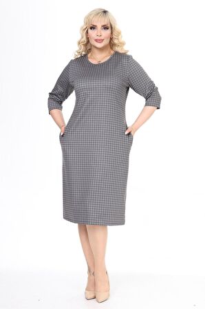 Çift Cepli Kışlık Büyük Beden Elbise 6E-2477