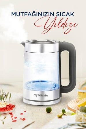 Sıcak Su Günlük Kullanım Ev Hediyesi Cam Led Işıklı 1500W 1.8L Kettle TY-083-18X29A