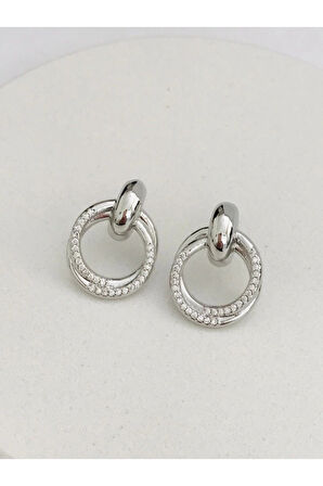 Çelik Taşlı Mimoza Küpe