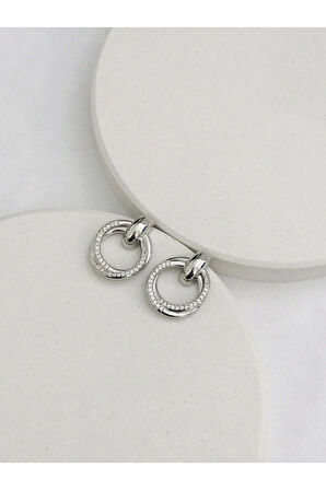 Çelik Taşlı Mimoza Küpe