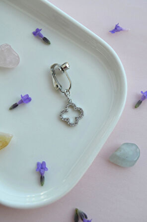 Zirkon Taşlı Zarif Şans Figürlü Deliksiz Göbek Piercingi