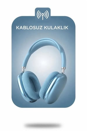 Premium Müzik Aleti Ses Cihazı Stil Sahibi Bluetooth Kulaklık P9S Mavi