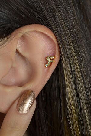 F Harfi Piercing Helix Kıkırdak Lob Tragus