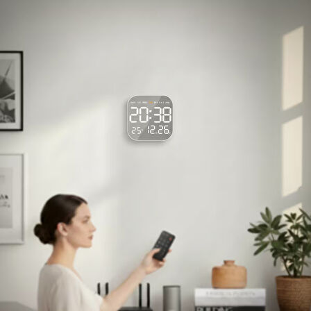 Kumandalı LED Dijital Duvar Saati Geri Sayım Özellikli Otomatik Parlaklık Alarm Tarih ve Sıcaklık