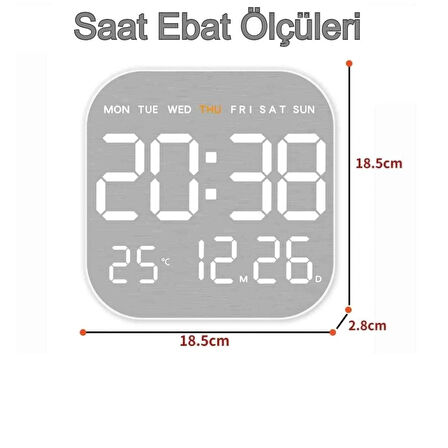 Kumandalı LED Dijital Duvar Saati Geri Sayım Özellikli Otomatik Parlaklık Alarm Tarih ve Sıcaklık