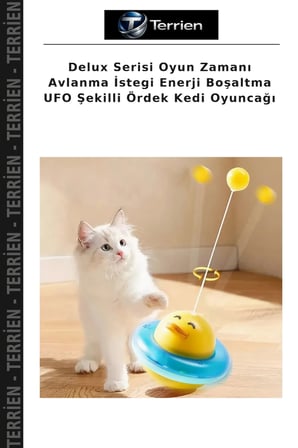Delux Serisi Oyun Zamanı Avlanma İstegi Enerji Boşaltma UFO Şekilli Ördek Kedi Oyuncağı