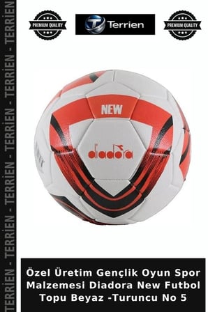 Özel Üretim Gençlik Oyun Spor Malzemesi Diadora New Futbol Topu Beyaz -Turuncu No 5