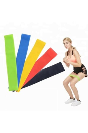 Delux Serisi Fitness Ekipmanı Spor Aleti Pilates Direnç Lastiği Seti 5 Adet