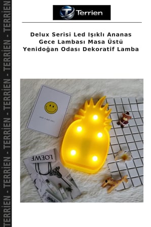 Delux Serisi Led Işıklı Ananas Gece Lambası Masa Üstü Yenidoğan Odası Dekoratif Lamba