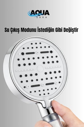 6 Fonksiyonlu Filtreli Duş Başlığı Krom Renk (10Adet Yedek Filtre)| Su Arıtmalı, Klor Ve Kireç Önleyici, Yüksek Basınçlı