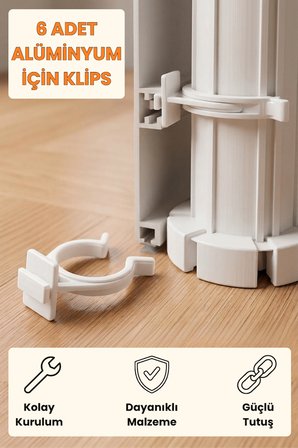 Alüminyum Profil İçin Beyaz Baza Klipsi 6 Adet 3,2 cm – Mutfak Tezgahı, Banyo Dolabı, Ayakkabılık, Mobilya ve Dolap Ayakları İçin Dayanıklı Plastik Ayak Tutucu Klips Seti, Kolay Montaj ve Kullanım