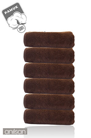 6'lı Kahverengi Banyo Havlusu - 70x140 Cm, 490 Gr, %100pamuk, Spa Ve Otel Havlusu, Günlük Kullanıma 