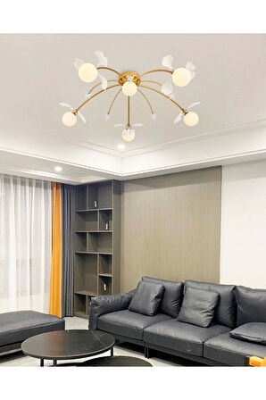 Ivy 6 Lı Plafonyer Sarı Salon Avize