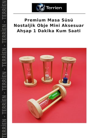 Premium Masa Süsü Nostaljik Obje Mini Aksesuar Ahşap 1 Dakika Kum Saati