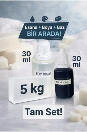 5 KG Şeffaf Sabun Bazı Mavi Boya Süt Esanslı Şeffaf Sabun Bazı