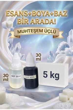 5 KG Şeffaf Sabun Bazı Mavi Boya Süt Esanslı Şeffaf Sabun Bazı