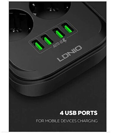 QASUL  Akım Korumalı 6`lı Priz 4 Port Usb Şarj Se-6403 2m GG42050