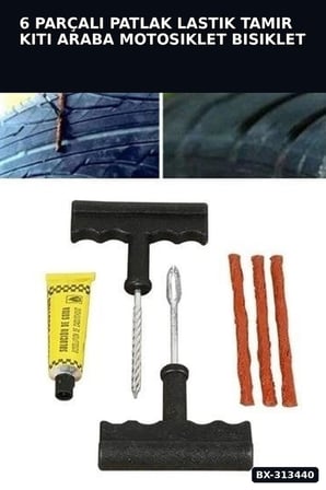 6 Parçalı Patlak Lastik Tamir Kiti Araba Motosiklet Bisiklet Onarım Seti BX-313440