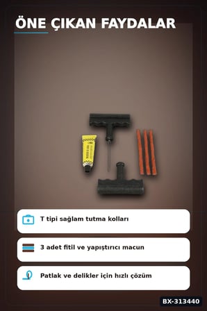 6 Parçalı Patlak Lastik Tamir Kiti Araba Motosiklet Bisiklet Onarım Seti BX-313440