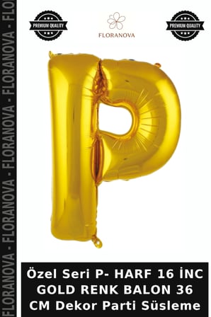 Özel Seri P- HARF 16 İNC GOLD RENK BALON 36 CM Dekor Parti Süsleme