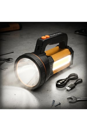 4 Adet Yüksek Güçlü Acil Durum El Feneri – 800W Çok Modlu Projektör, 3 Modlu Yan Işık, Ergonomik Sap, LED Flashlight Torch