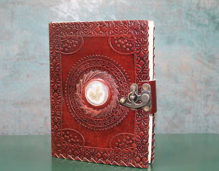 Özel Seri Masa Üstü Yazı Aracı Notluklar Taşlı Deri Defter