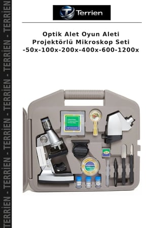 Optik Alet Oyun Aleti Projektörlü Mikroskop Seti -50x-100x-200x-400x-600-1200x