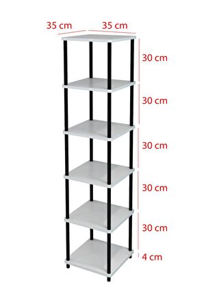 6 Raflı Kare Tasarım Kitaplık Ofis Salon Kitaplığı Dekoratif Şık Tasarım Çevir Kur Kolay Montaj