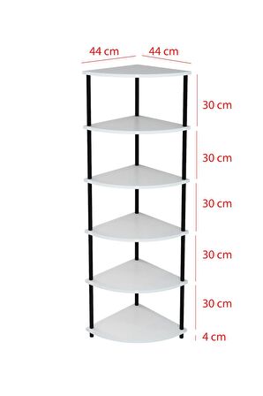 6 Raflı Köşe Üçgen Tasarım Kitaplık Ofis Salon Kitaplığı Köşe Raf Modern Şık Tasarım Çevir Kur Kolay Montaj
