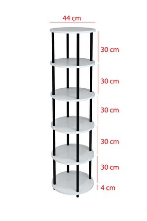 6 Raflı Yuvarlak Tasarım Kitaplık Ofis Salon Kitaplığı Modern Şık Tasarım Kolay Montaj Çevir Kur 