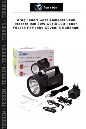 Araç Feneri Gece Lambası Uzun Mesafe Işık 30W Güçlü LED Fener Yüksek Parlaklık Güvenlik Kullanımı